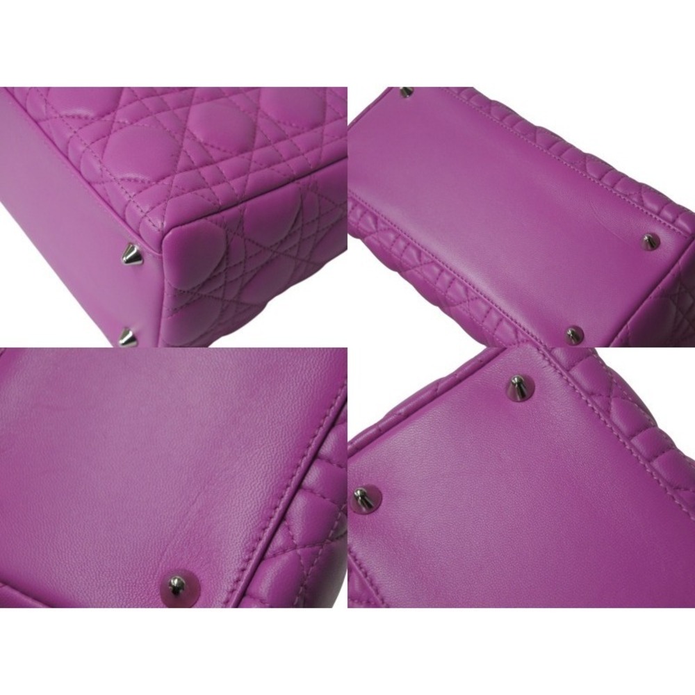 CHRISTIAN DIOR Lady Handbag Cannage Purple Silver - Picture 7 of 9